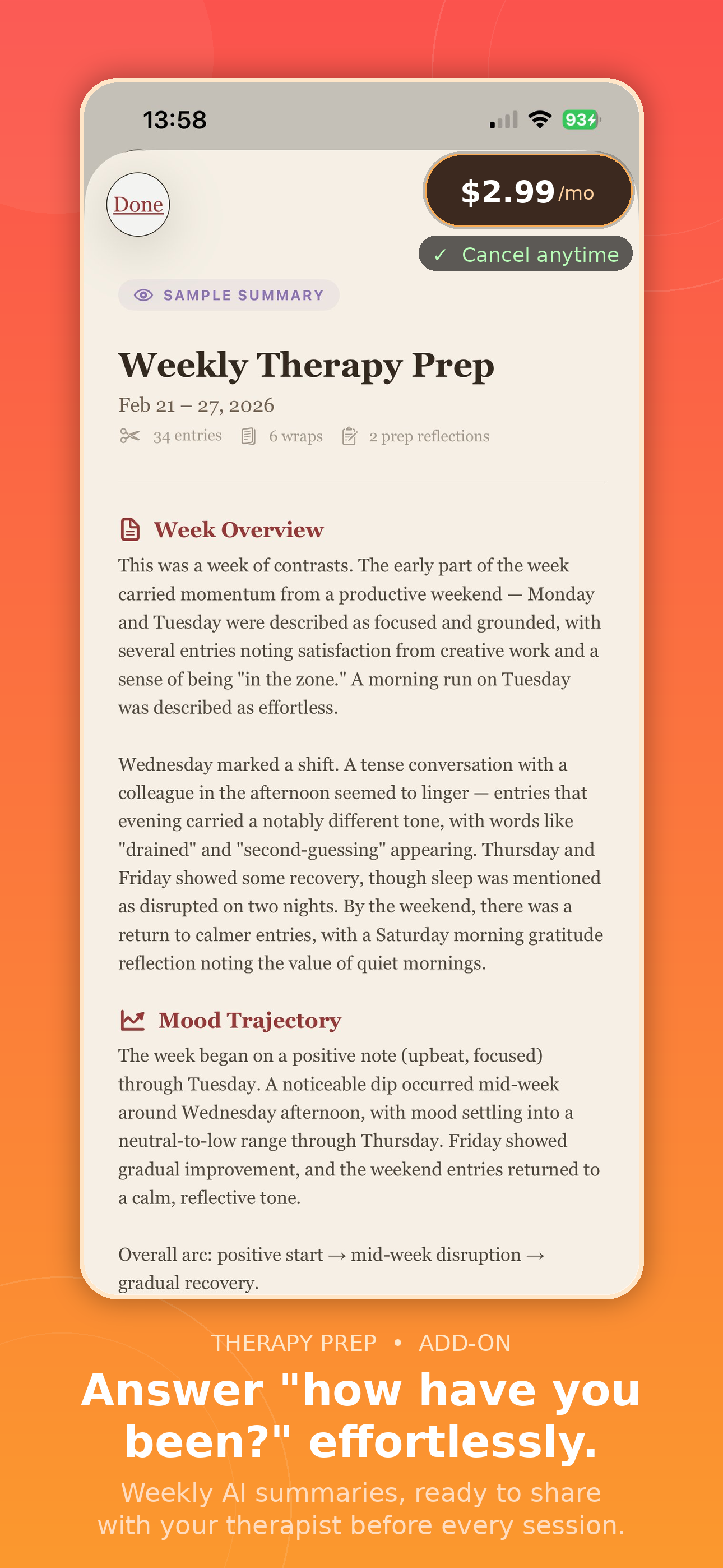 Therapy Prep add-on