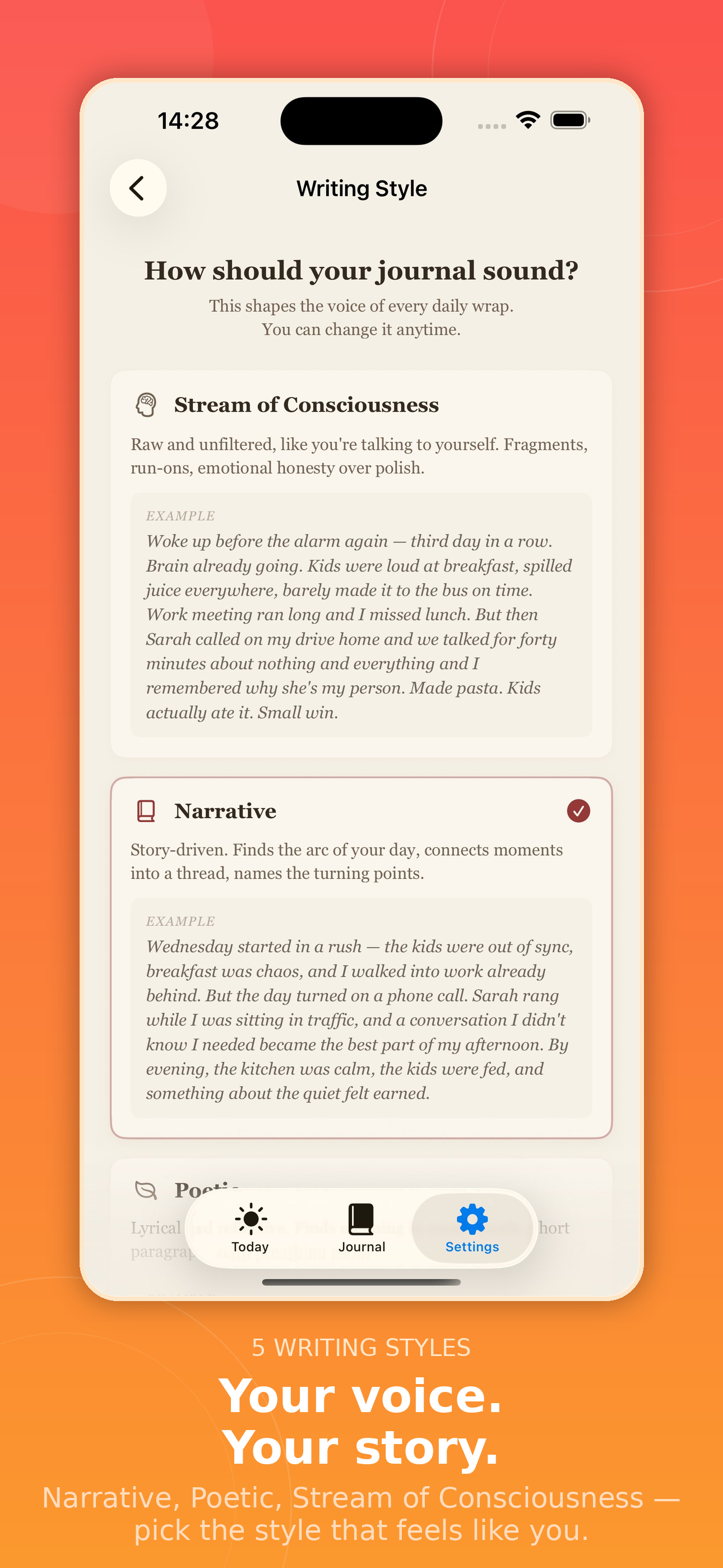 Writing style options